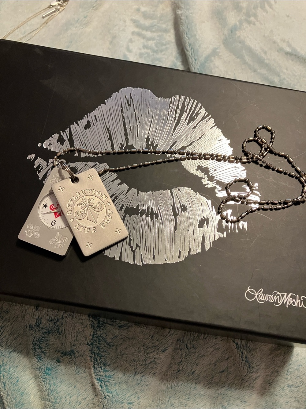 Affliction Silver-Tone Engraved Dog Tag Necklace